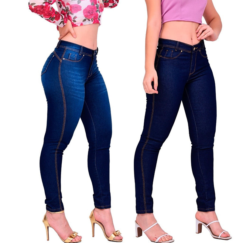 Kit 2 Calça Jeans Feminina Cintura Alta Lycra